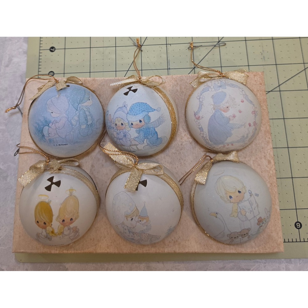 Vintage Enesco Precious Moments Light Bulb Covers Set of 6 Ornaments 419893 L